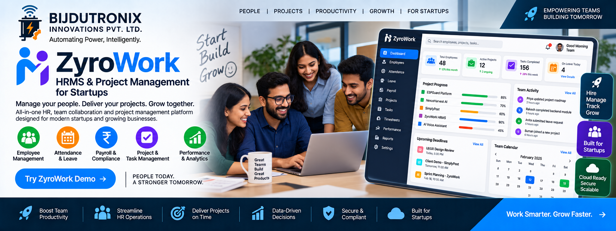 ZyroWork — HRMS and project management platform for startups